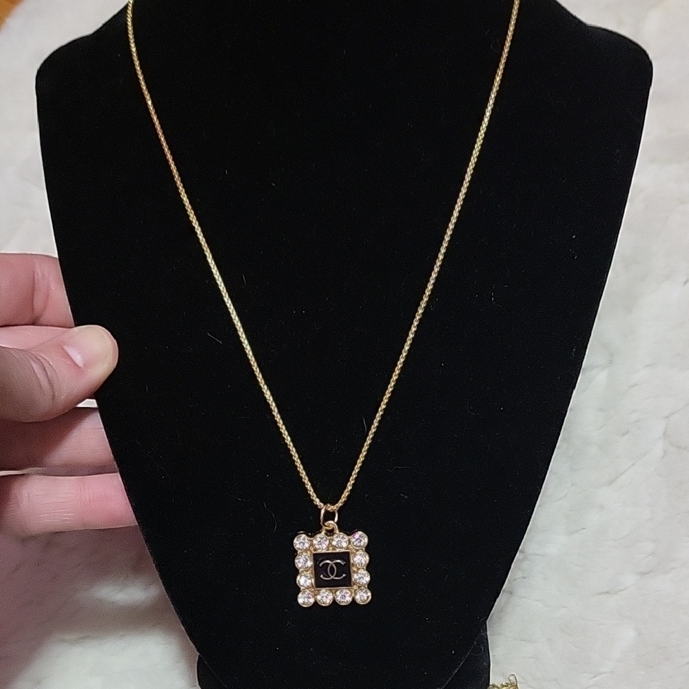 Zipper Pull Necklace with Rhinstone Accents
